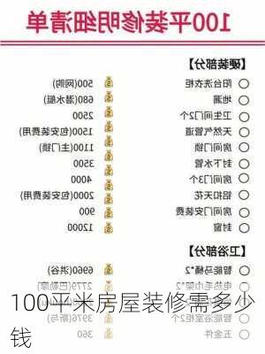 100平米房屋装修需多少钱